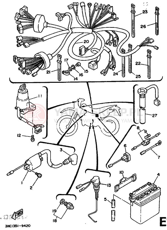 Schemat "układ elektryczny" do Yamaha DT125R