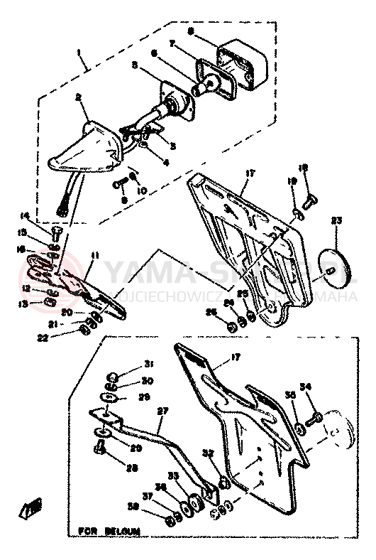 Schemat "Oświetlenie tył" do Yamaha XT500