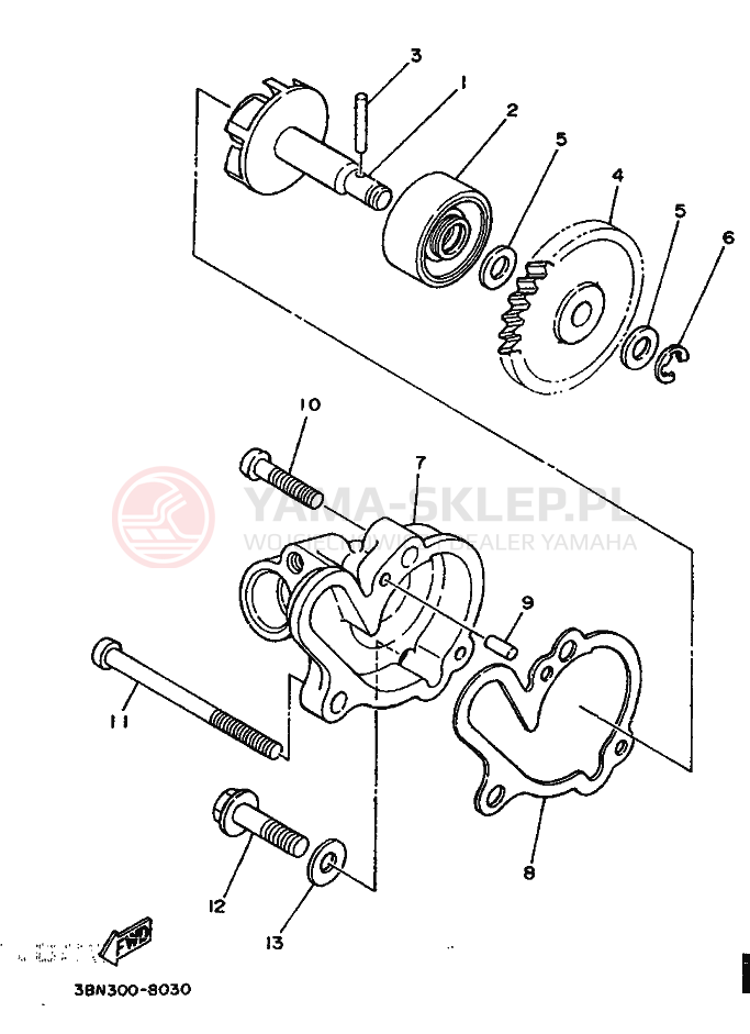 Schemat "Pompa wody" do Yamaha DT125R