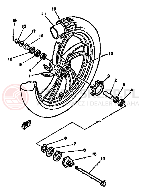 Schemat "Koło przód" do Yamaha RD250LC