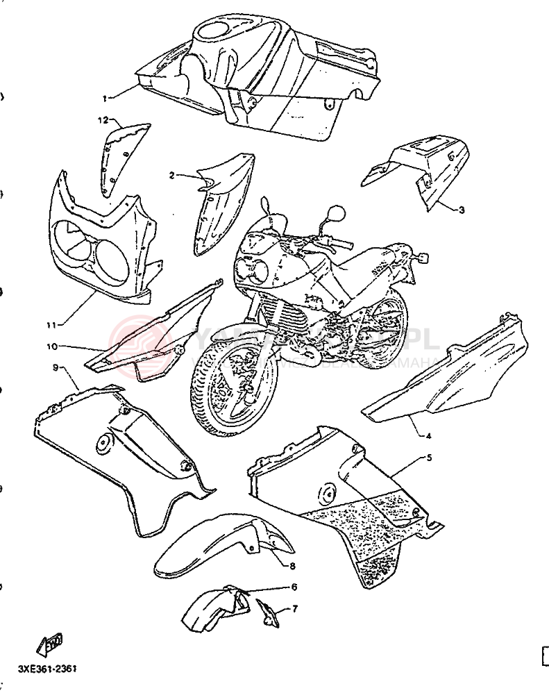 Schemat "Elementy nadwozia" do Yamaha TDR125
