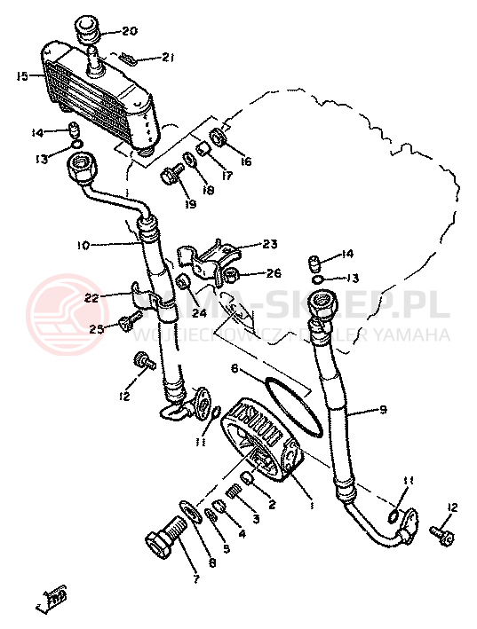 Schemat "Chłodnica oleju" do Yamaha XJ650