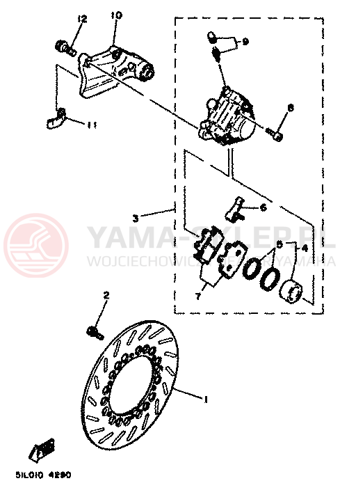 Schemat "Zacisk hamulcowy tylny" do Yamaha RD350LC