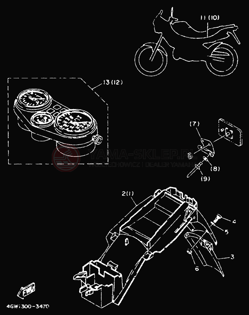 Schemat "Zawieszenie przód" do Yamaha TDR125