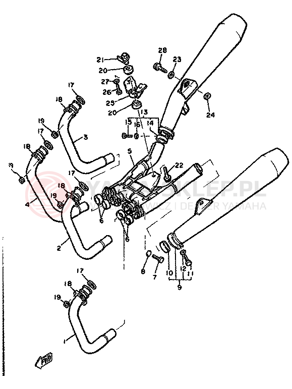 Schemat "Wydech końcowy" do Yamaha XJ650