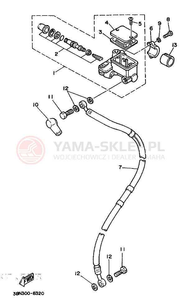 Schemat "Pompa hamulcowa przednia" do Yamaha DT125R