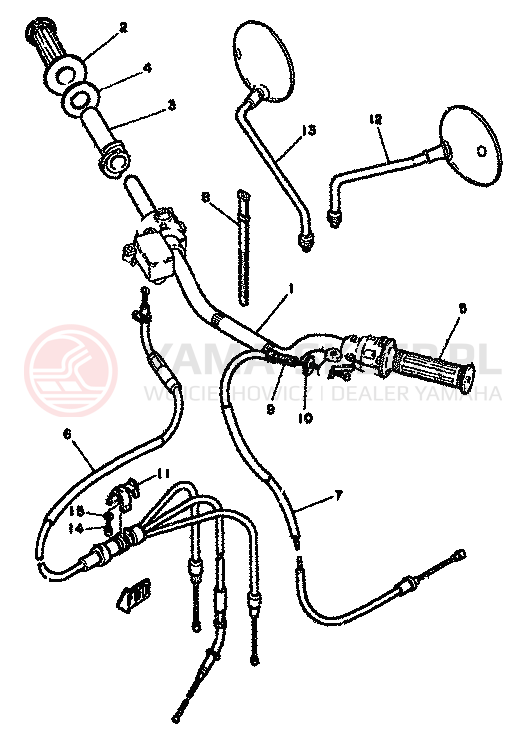 Schemat "kierownica i osprzęt" do Yamaha RD250LC