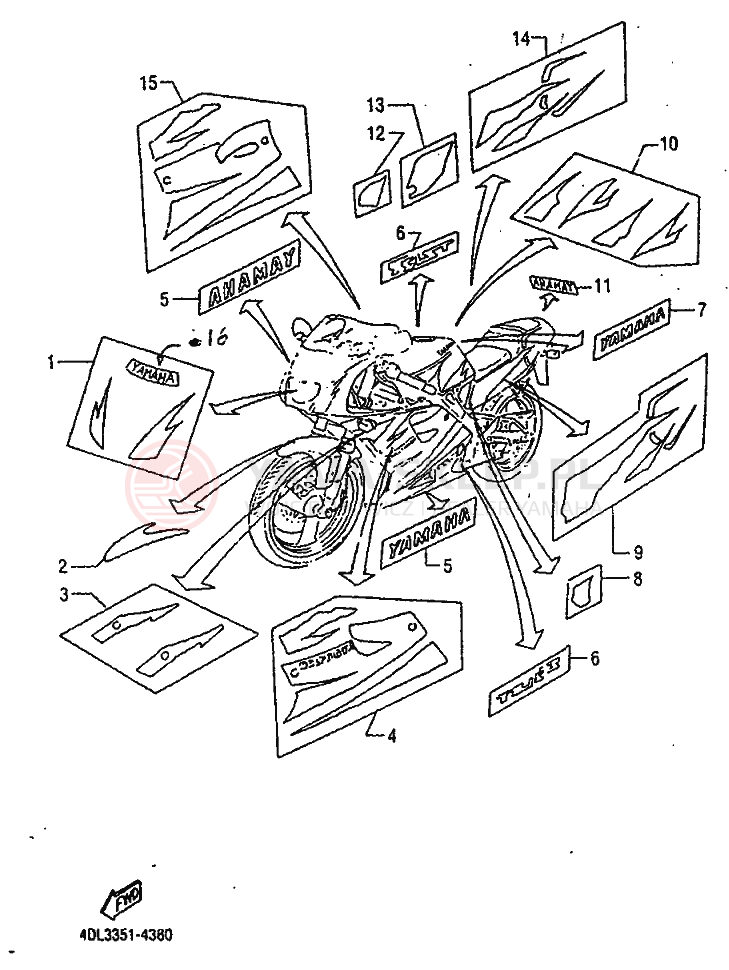 Schemat "naklejki" do Yamaha TZR125