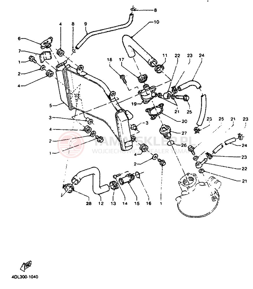 Schemat "Węże chłodnicy" do Yamaha TZR125