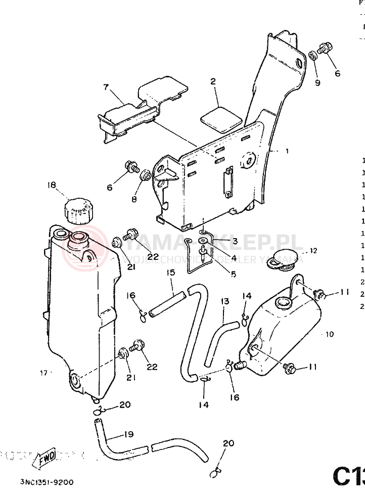 Schemat "ZBIORNIK OLEJU" do Yamaha DT125R