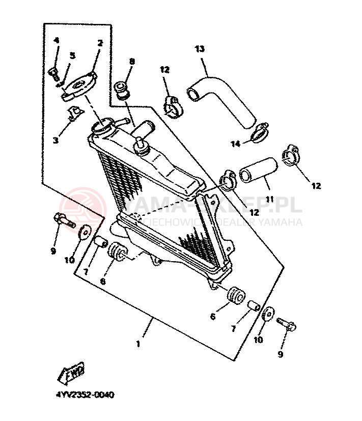 Schemat "Węże chłodnicy" do Yamaha TZR50R