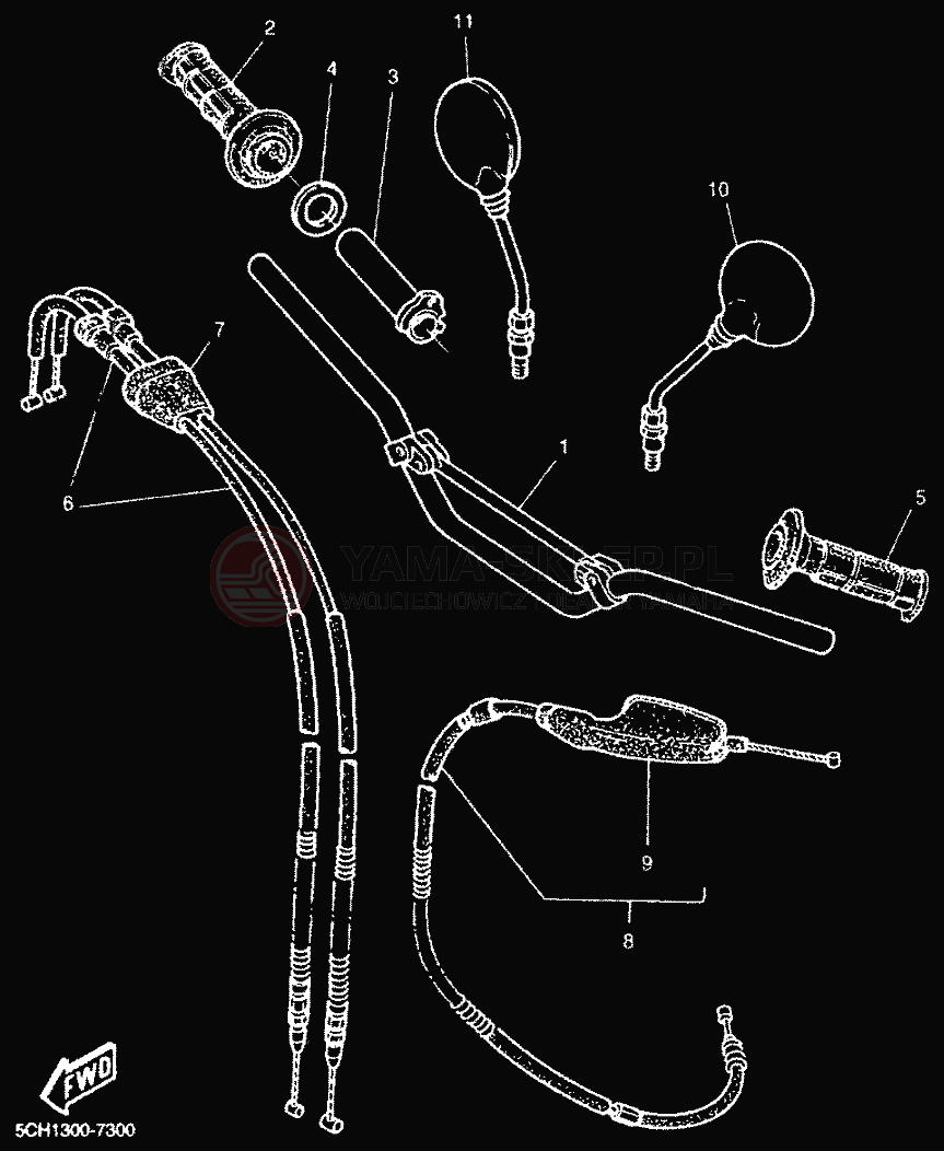 Schemat "Kierownica i osprzęt" do Yamaha TT600R
