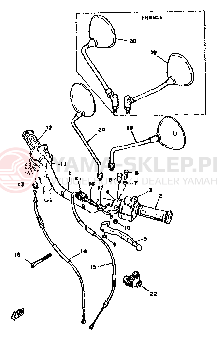 Schemat "kierownica i osprzęt" do Yamaha XS750