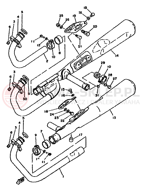 Schemat "Wydech końcowy" do Yamaha XS750