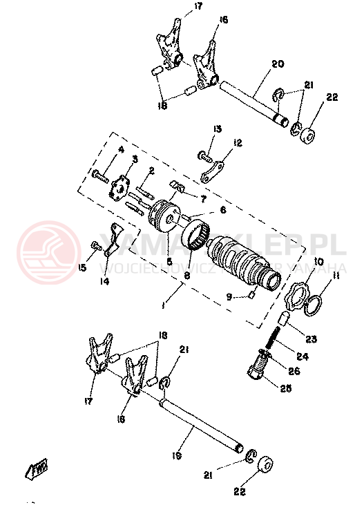Schemat "ZMIANA BIEGÓW" do Yamaha TZ350F