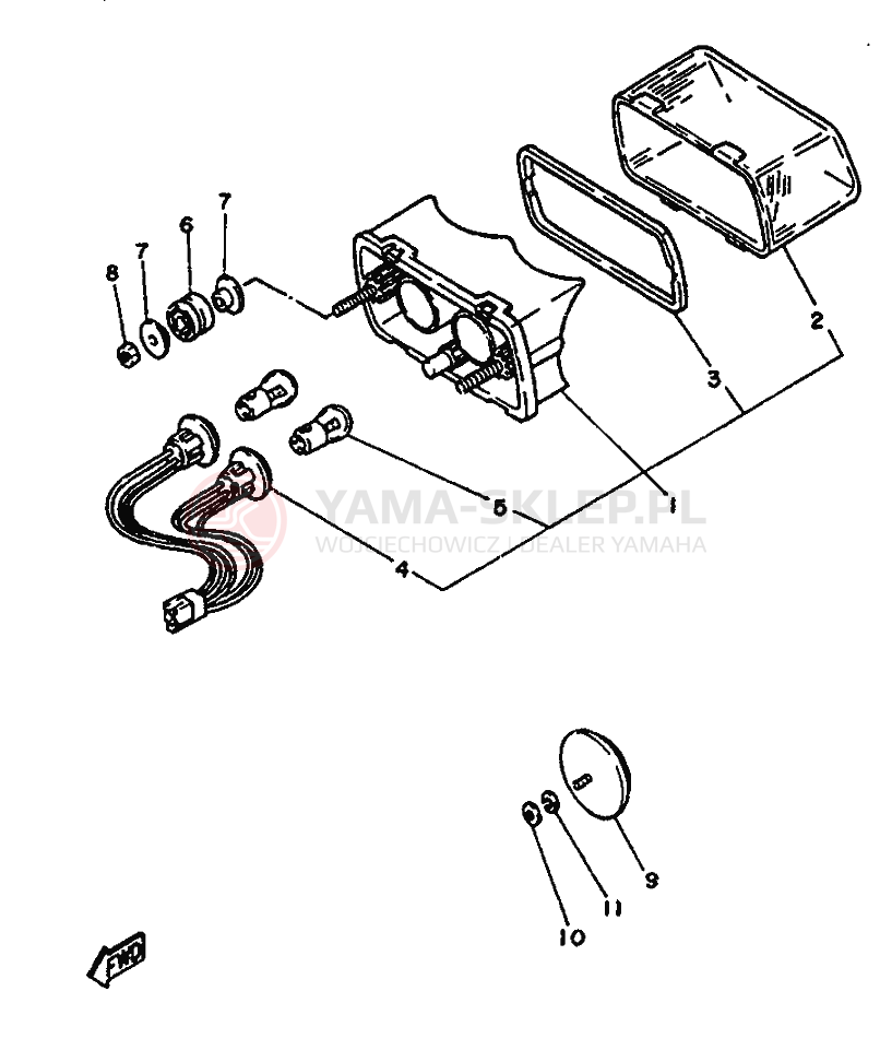 Schemat "Oświetlenie tył" do Yamaha TZR125