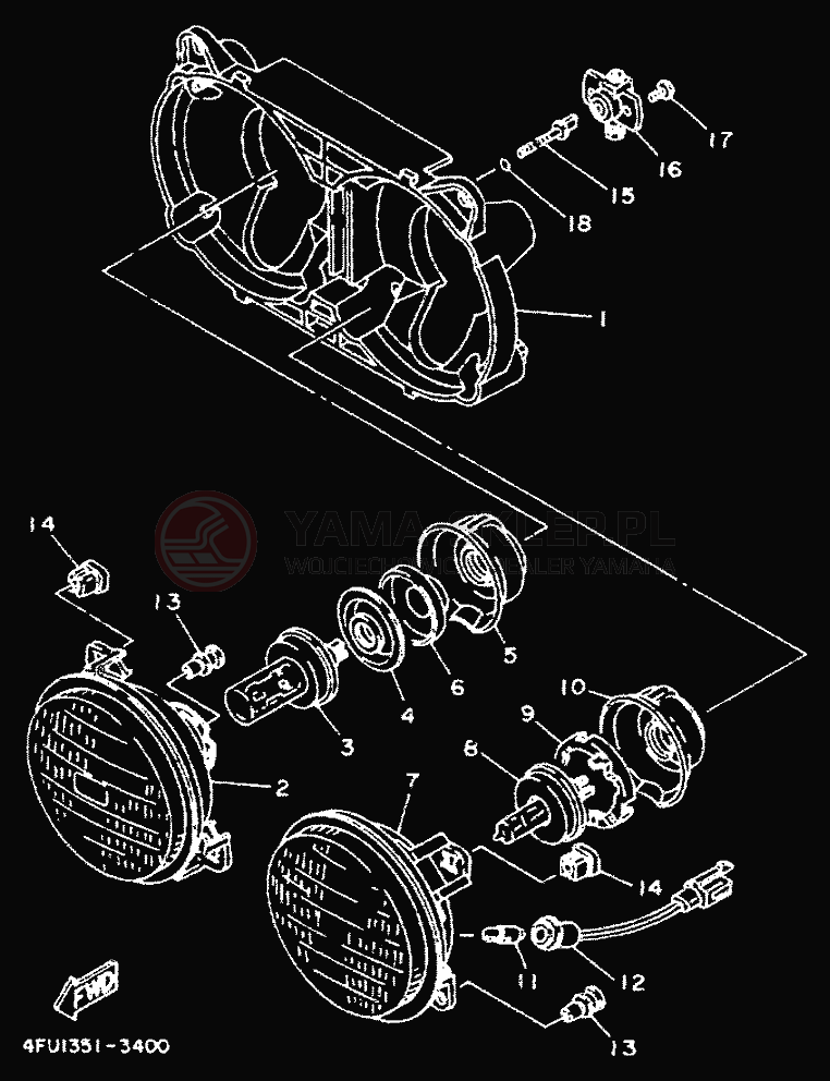 Schemat "Lampa przód" do Yamaha TDR125