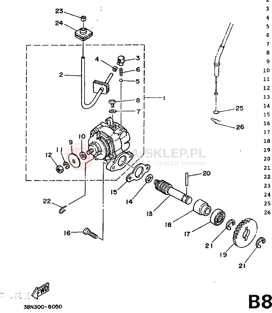 Schemat "Pompa olejowa" do Yamaha DT125R