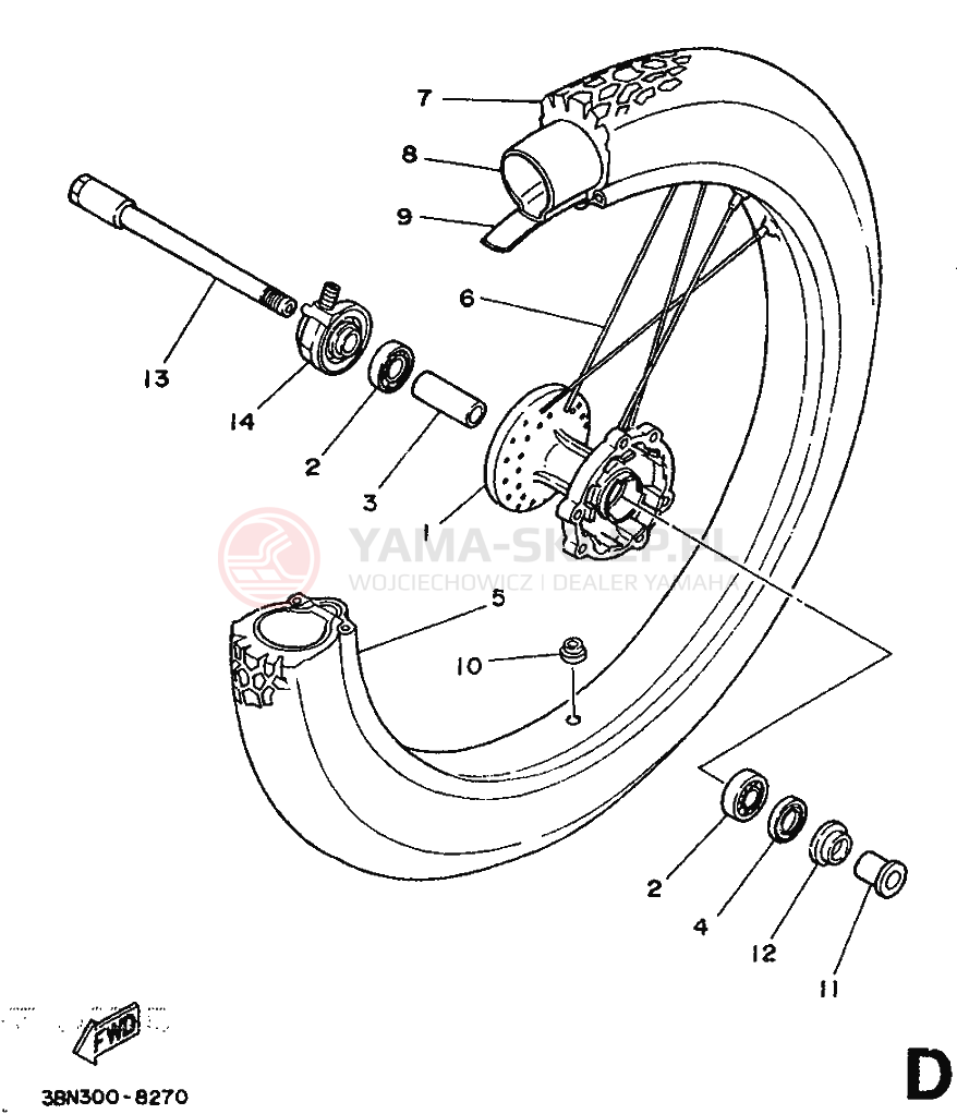 Schemat "Koło przód" do Yamaha DT125R