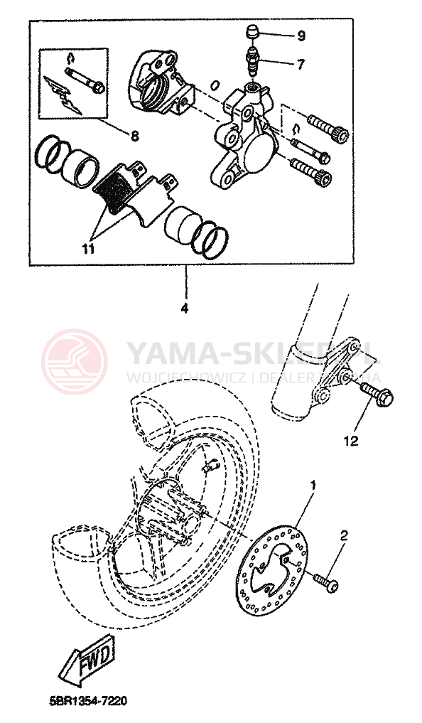 Schemat "Koło przód" do Yamaha AEROX