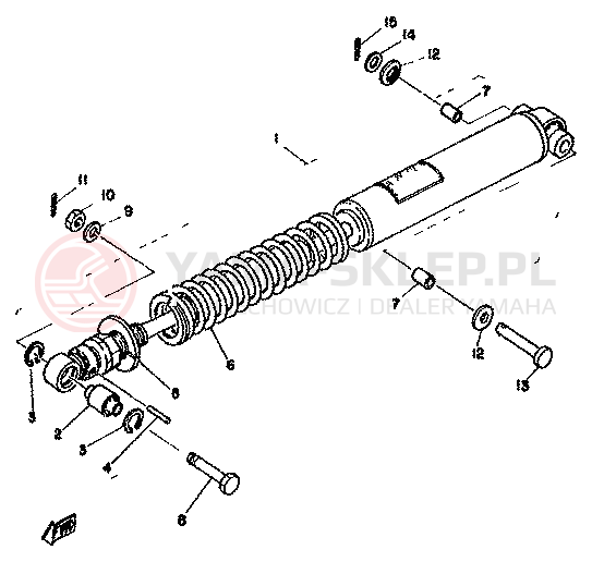 Schemat "zawieszenie tył" do Yamaha TZ350F