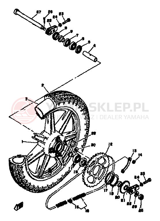 Schemat "Koło tył" do Yamaha XS500