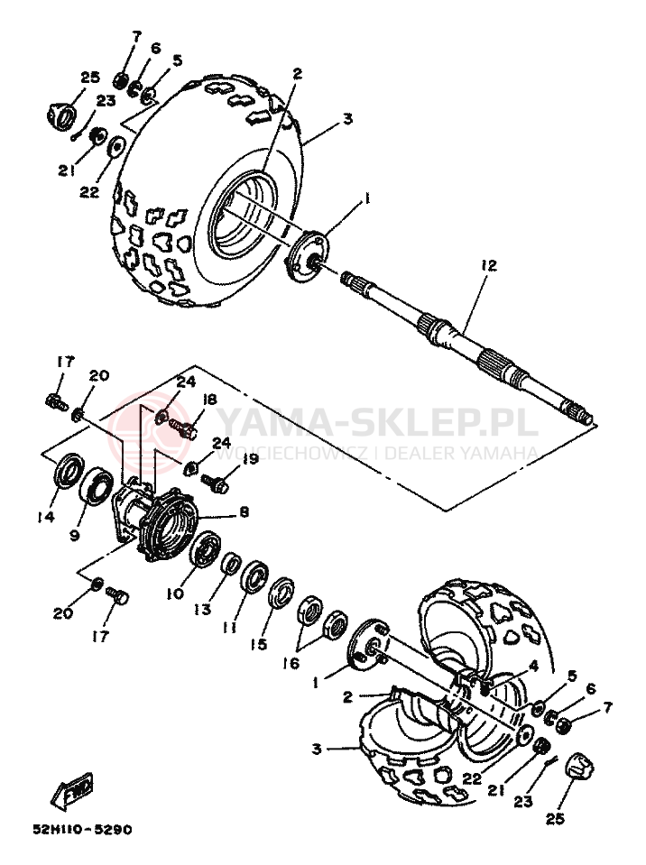 Schemat "Koło tył" do Yamaha YFM200
