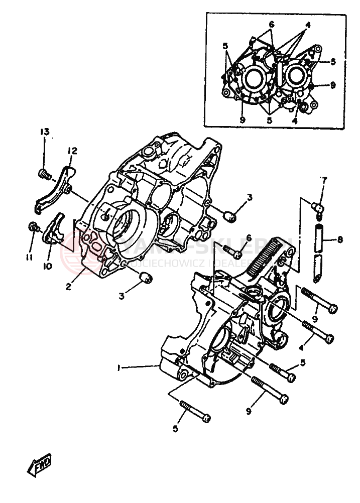 Schemat "Pokrywa silnika" do Yamaha TZR125