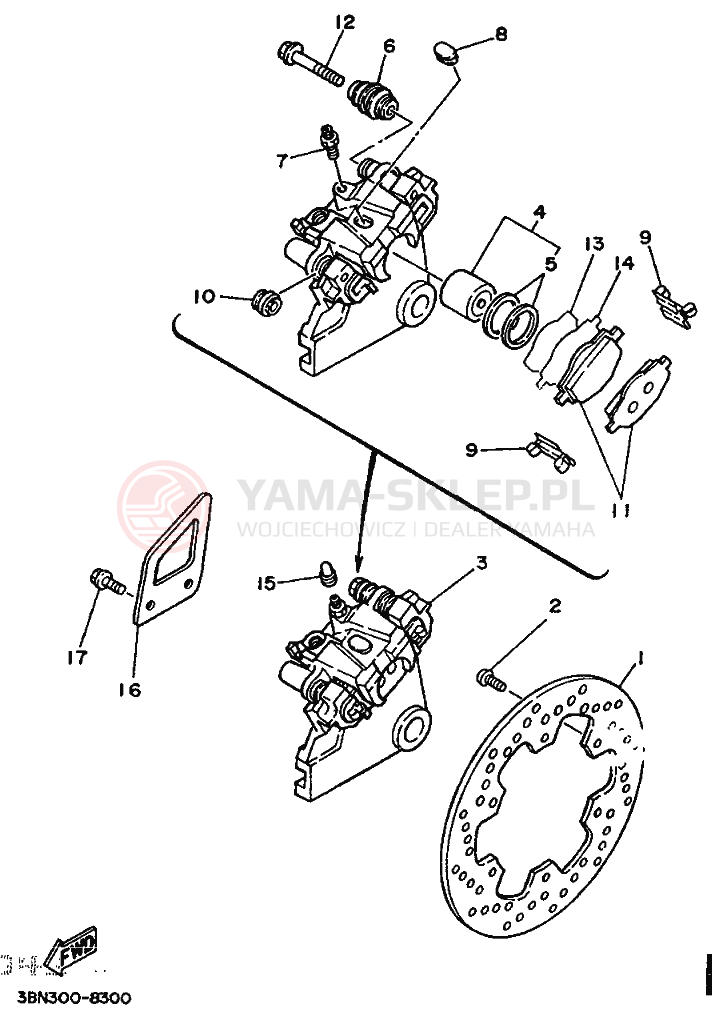 Schemat "Zacisk hamulcowy tylny" do Yamaha DT125R