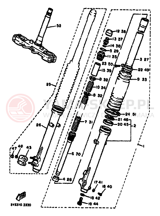 Schemat "Amortyzatory przód" do Yamaha XT550