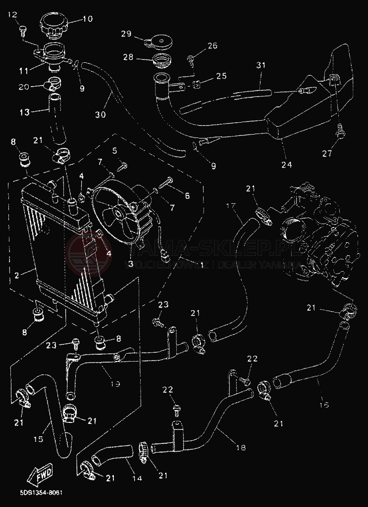Schemat "Węże chłodnicy" do Yamaha MAJESTY