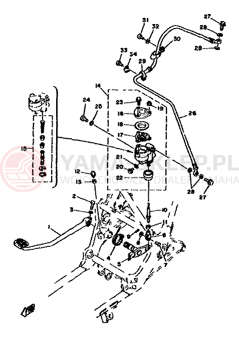 Schemat "Dźwignia hamulca tylnego" do Yamaha XS750