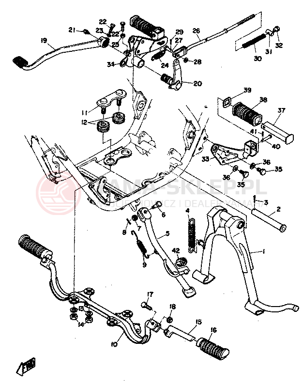 Schemat "Stopka postojowa i podnóżki" do Yamaha RD350