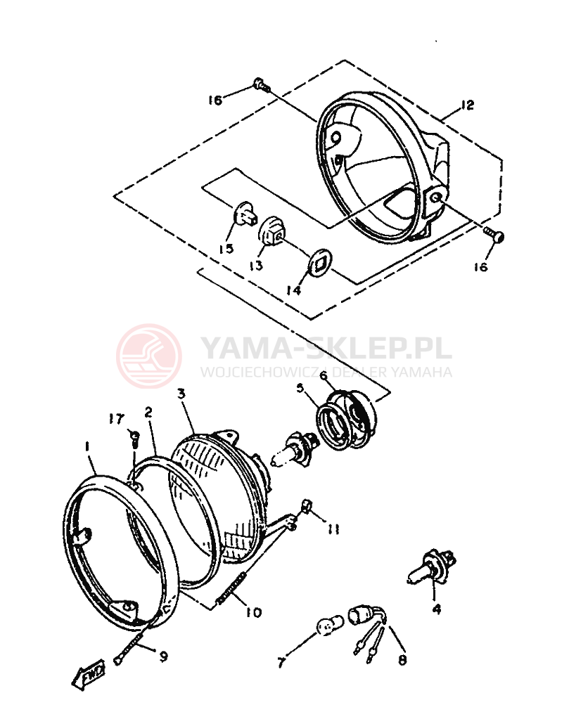Schemat "Lampa przód" do Yamaha TZR125