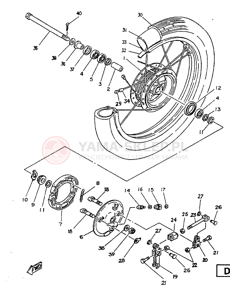 Schemat "Koło przód" do Yamaha SR125