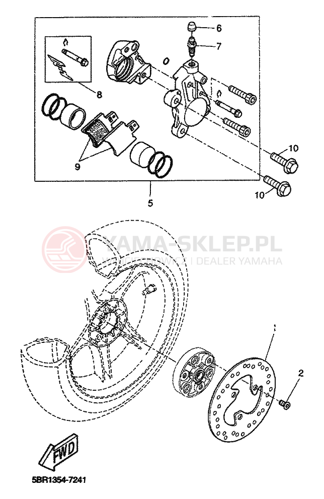 Schemat "Zacisk hamulcowy tylny" do Yamaha AEROX