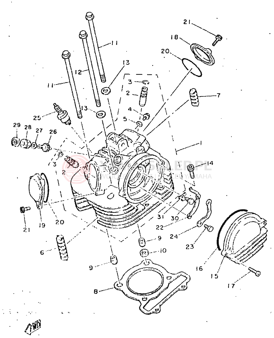 Schemat "głowica" do Yamaha SR250