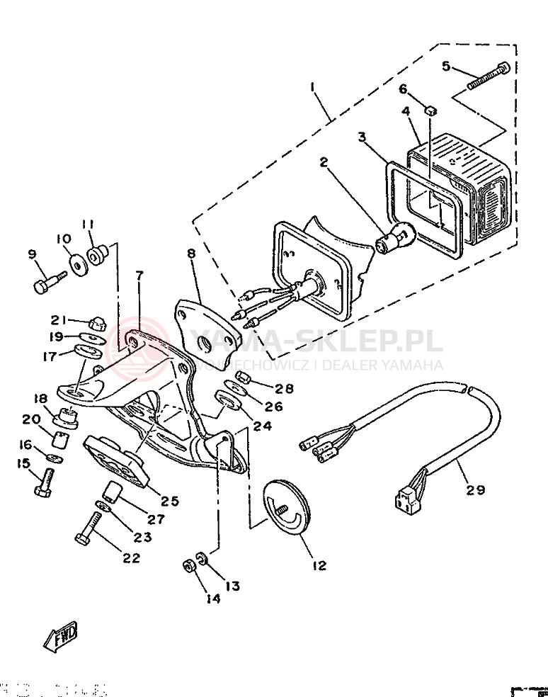Schemat "Oświetlenie tył" do Yamaha DT125-MX