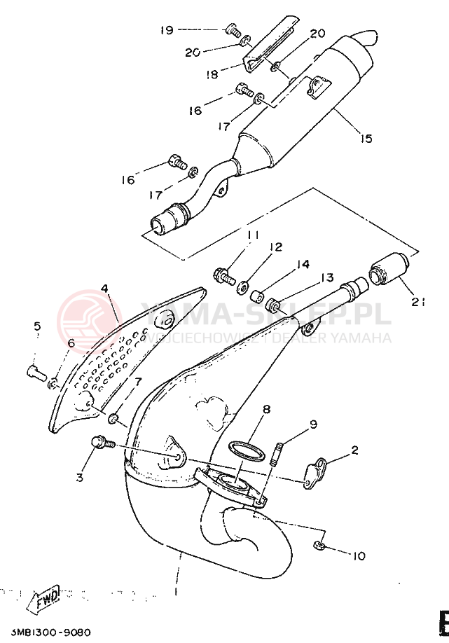 Schemat "Wydech końcowy" do Yamaha DT125R