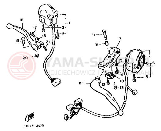 Schemat "Kierownica i osprzęt" do Yamaha XJ900