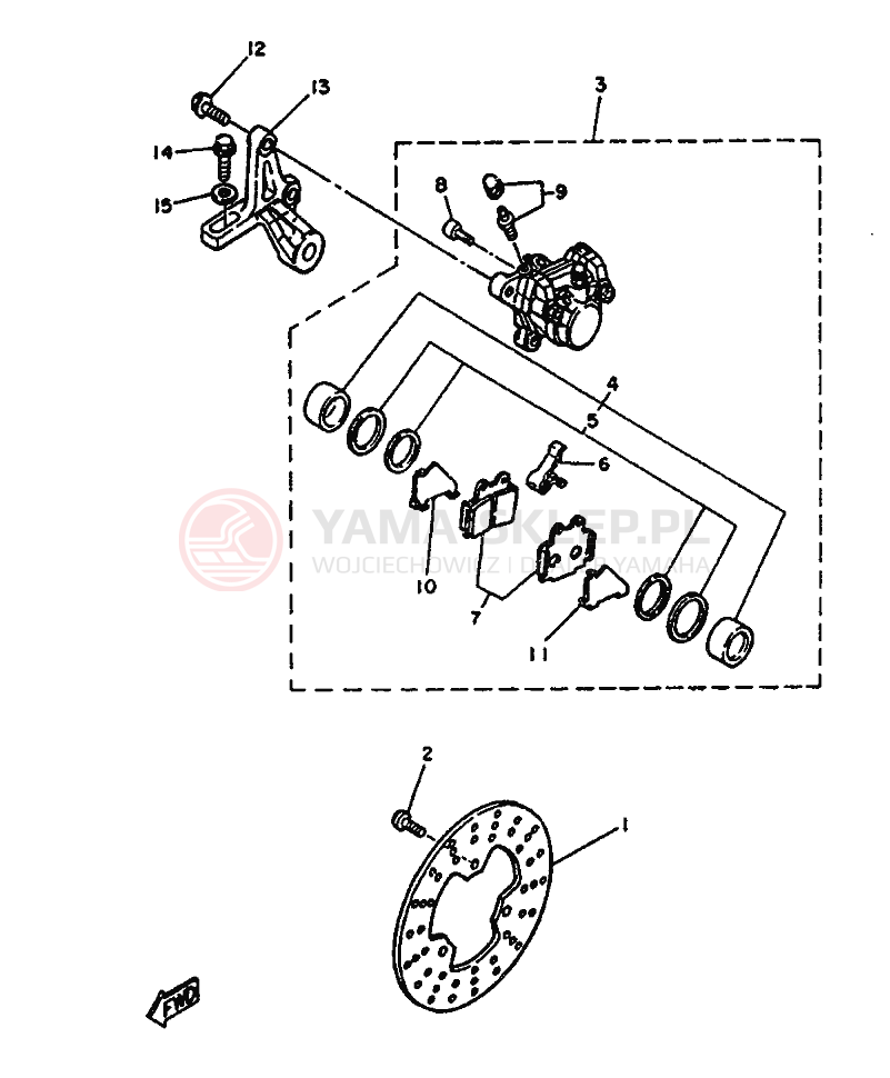 Schemat "Układ hamulcowy przód" do Yamaha TZR125