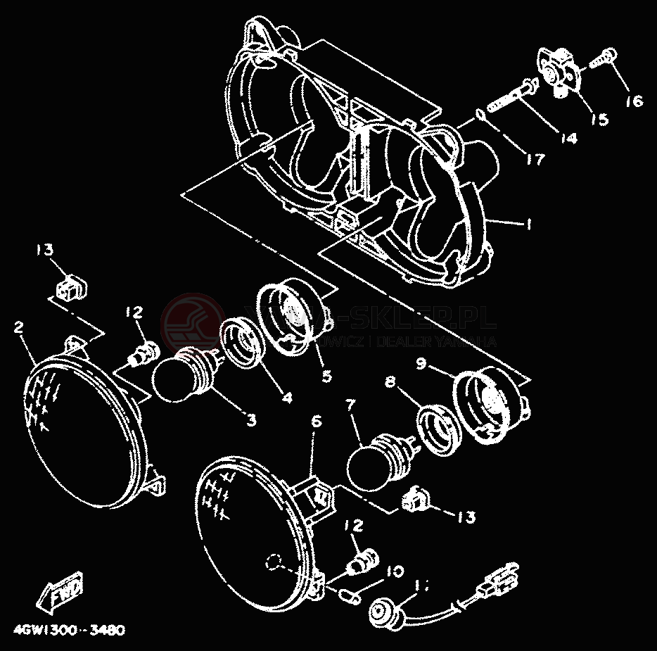 Schemat "Lampa przód" do Yamaha TDR125