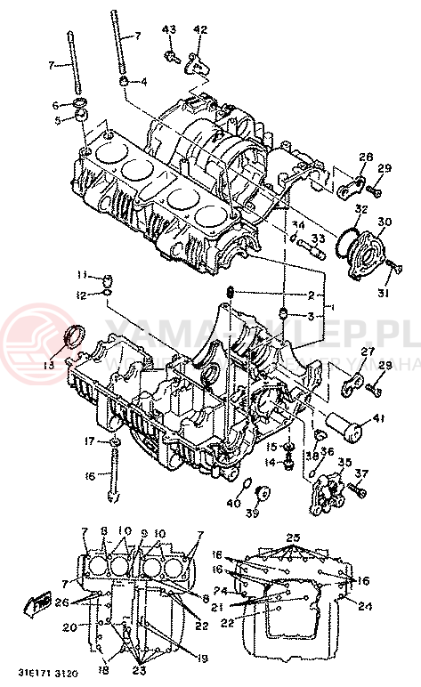 Schemat "Pokrywa silnika" do Yamaha XJ900