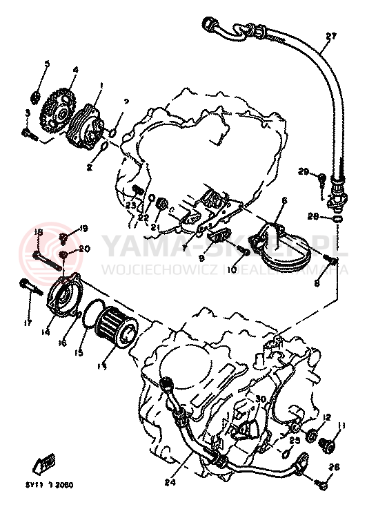 Schemat "POMPA OLEJU I FILTR" do Yamaha XT550