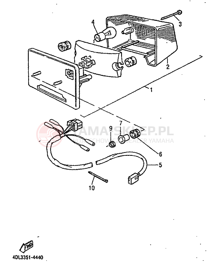 Schemat "lampa tył" do Yamaha TZR125