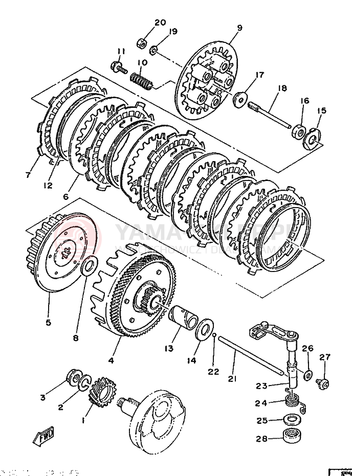 Schemat "sprzęgło" do Yamaha DT125-MX