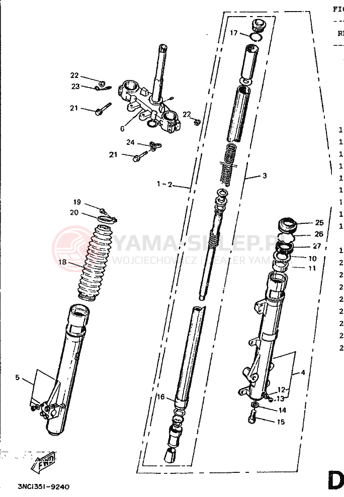 Schemat "Widelec" do Yamaha DT125R