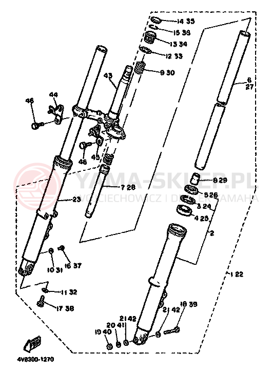 Schemat "Amortyzatory przód" do Yamaha XJ550