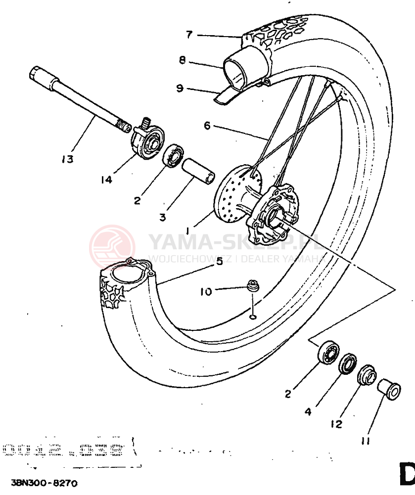 Schemat "Koło przód" do Yamaha DT125R