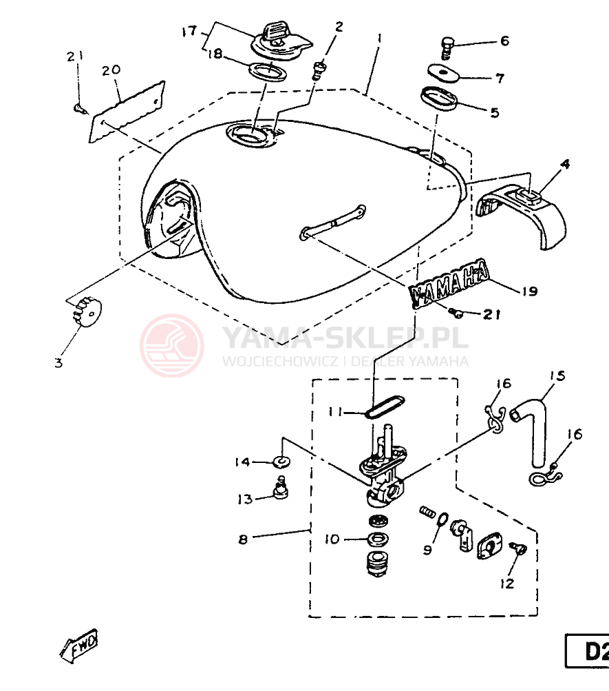 Schemat "zbiornik paliwa" do Yamaha SR125